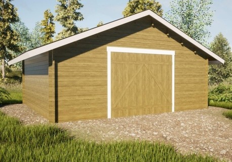 Autotalli AT30L Hirsitalli pariovella, 30m² LP-GARDEN